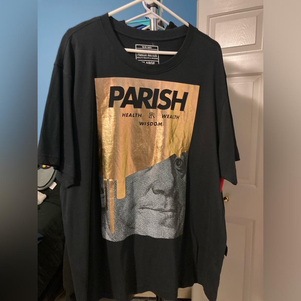 Men's T-Shirt, Size 3XL, PARISH Nation Black & Gold, Like New